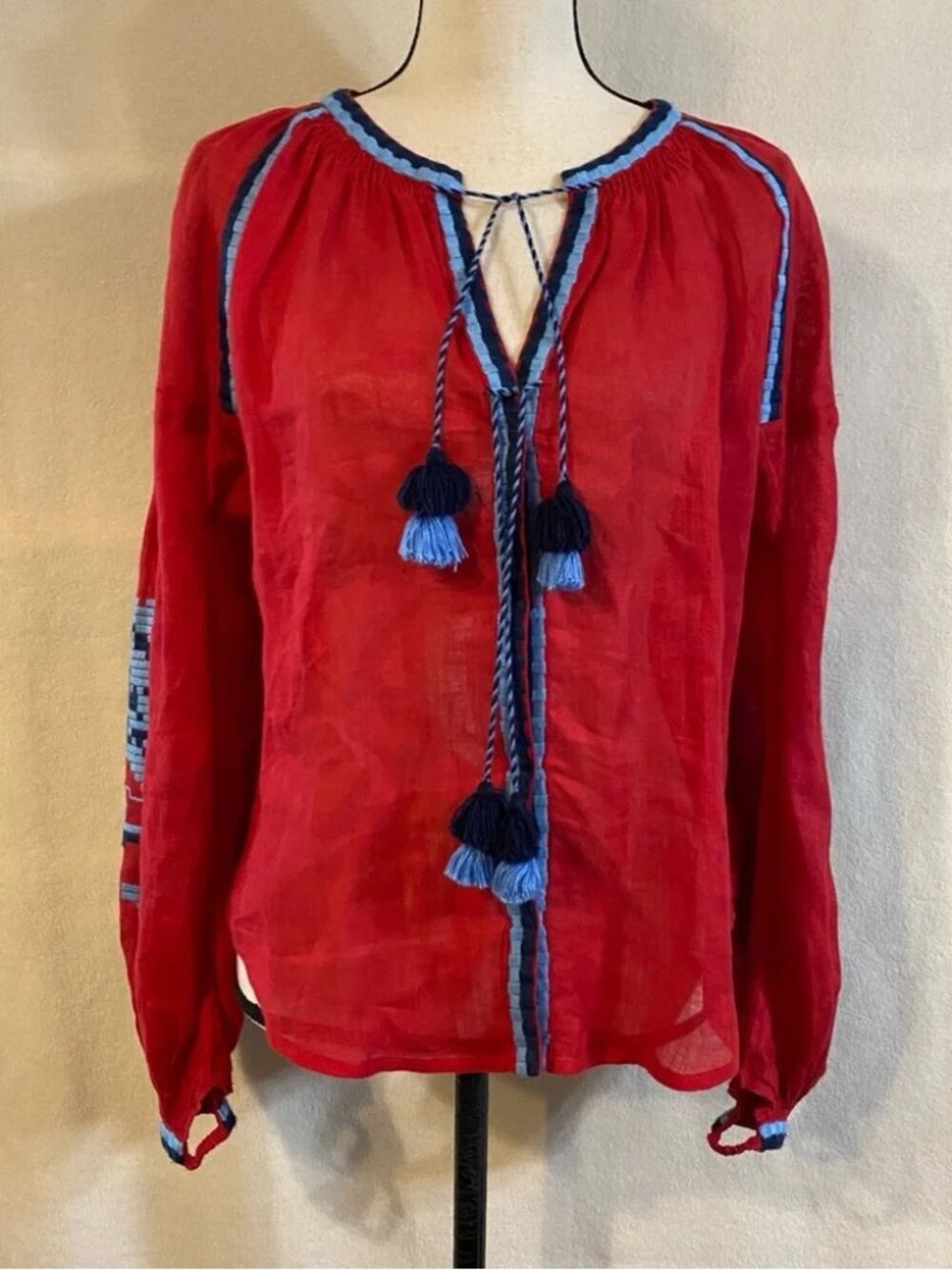 March 11 100% linen red Rose Power embroidered blouse Made in Ukraine